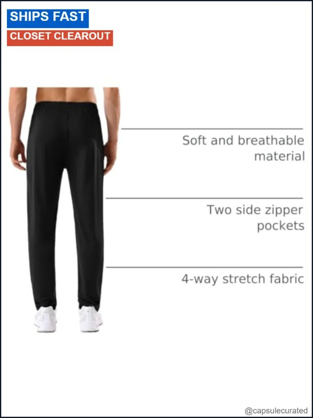 Men's 5 Pack Sweatpants Zipper Pockets Stretch Lightweight Athletic Pants